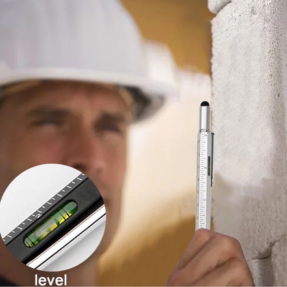 Multi-function Tool Pen Screwdriver Level Meter Scale Pen 6-in-1 Metal Ballpoint - Picture 5 of 6